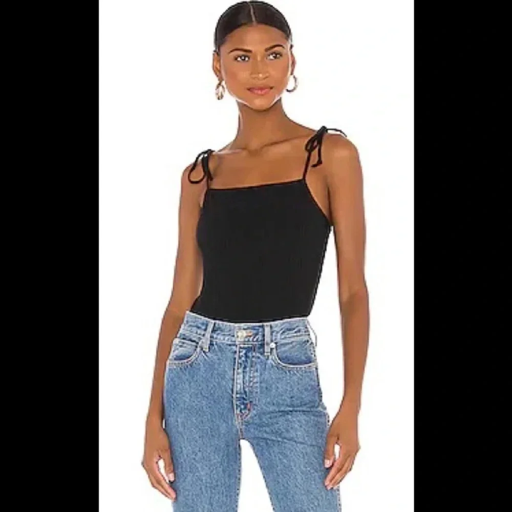 BCBGENERATION Square Neck Tie Strap Bodysuit, Black, Medium, NWT - Picture 1 of 12